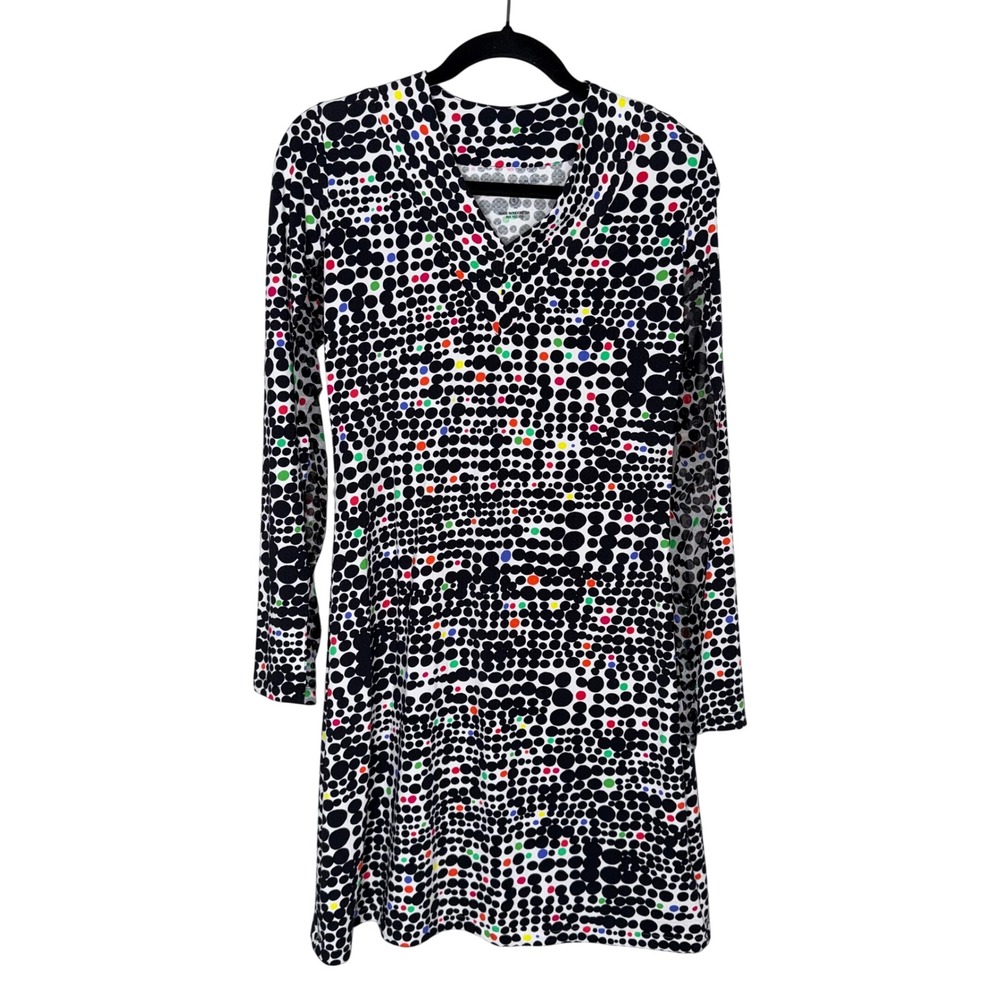 IBKUL Long Sleeve Dress Women Small Multi Color Polka Dot Excellent UPF Cooling